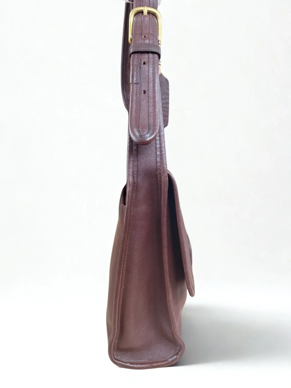 VINTAGE COACH Shelburne Flap 9038 Mahogany Leather Crossbody + Dust Bag - MINT - Picture 5 of 10